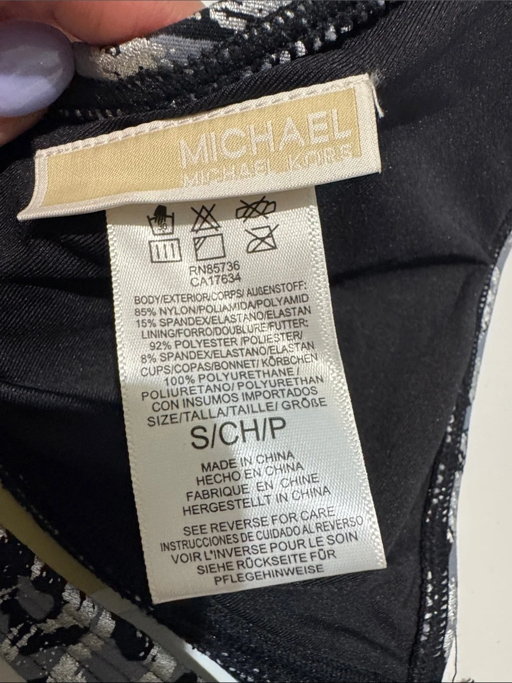 Michael Kors Silver & Black Animal Print Bikini Top NWT size S